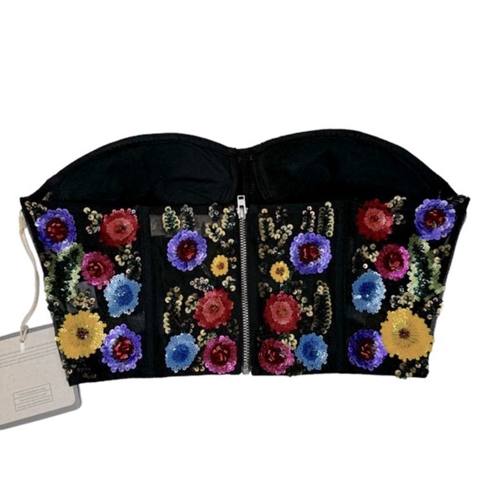 NEW La Fuori Aleah Embroidered Floral Sequin Corset Size Small - Picture 7 of 12